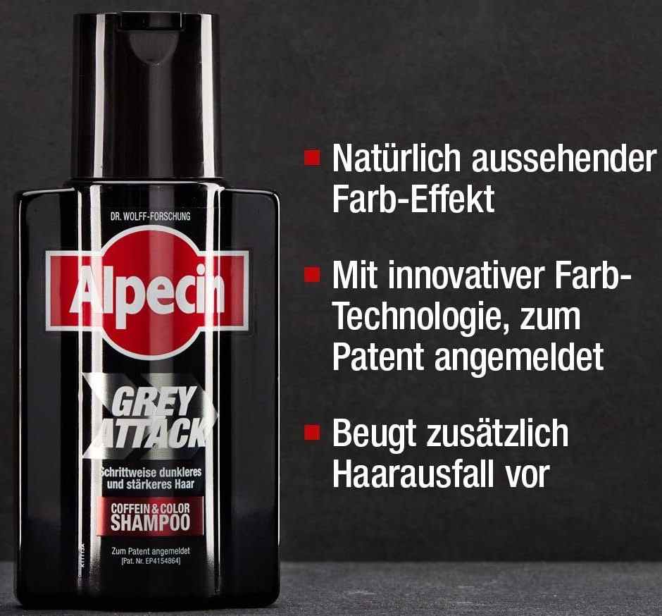 3x 200 ml Alpecin Grey Attack Coffein & Color Shampoo