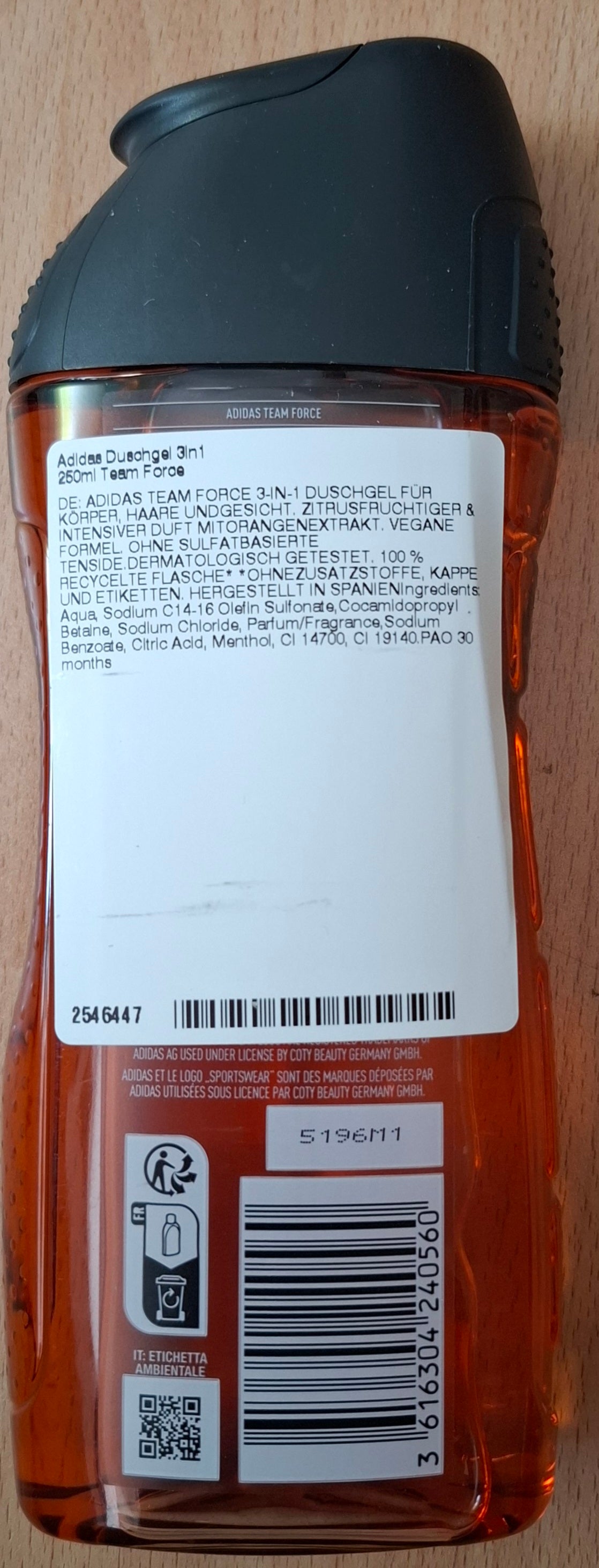 3x adidas TEAM FORCE  3 in 1 Shower Gel Duschgel 250ml