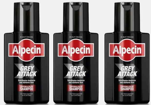 3x 200 ml Alpecin Grey Attack Coffein & Color Shampoo